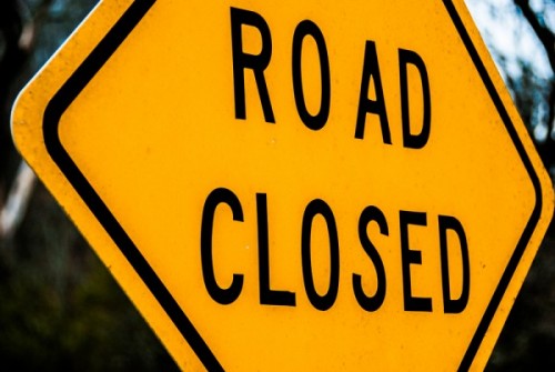 Topanga, Van Nuys road boulevard closed sign